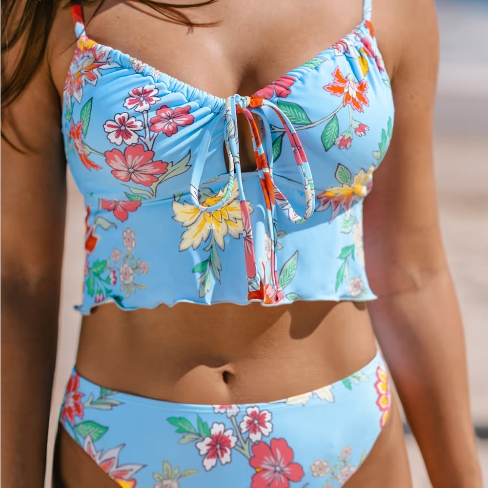 Floral Blue Bikini Set